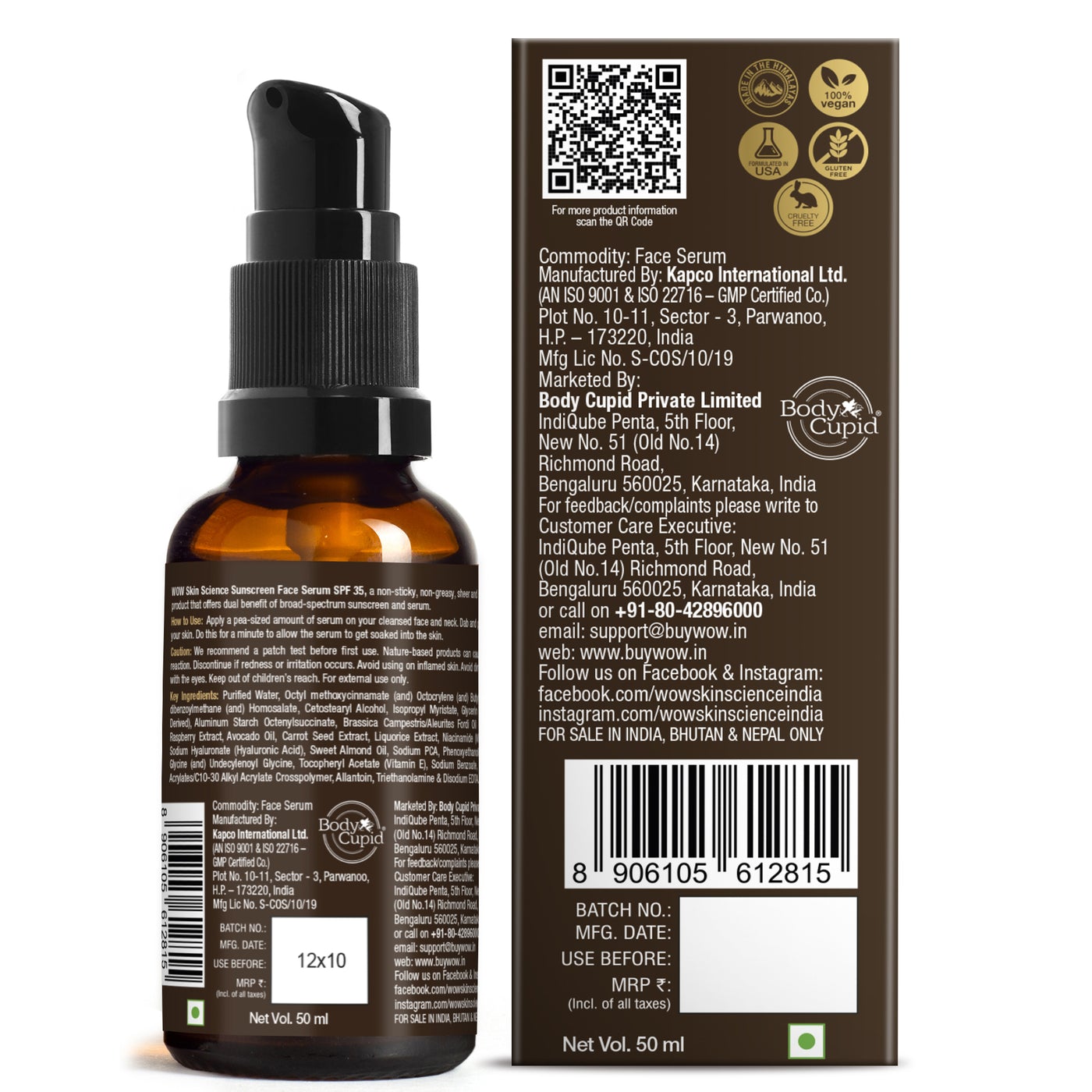 WOW Matte Finish Sunscreen Face Serum SPF 35 with Raspberry, Carrot Seed & Avocado Oil - OIL FREE - No Parabens, Silicones, Mineral Oil, Oxide, Colour, Benzophenone - 50mL