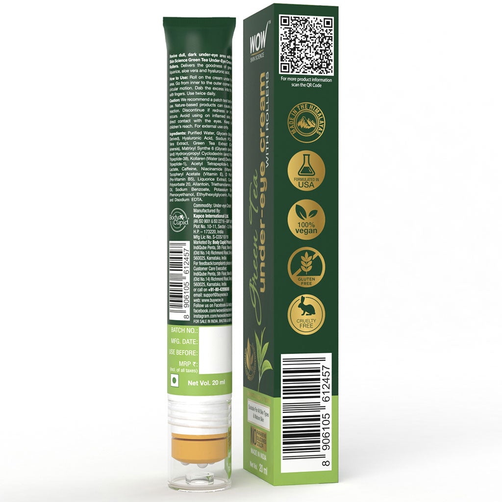 WOW Green Tea Under Eye Cream - Roller Tube - 20 ml