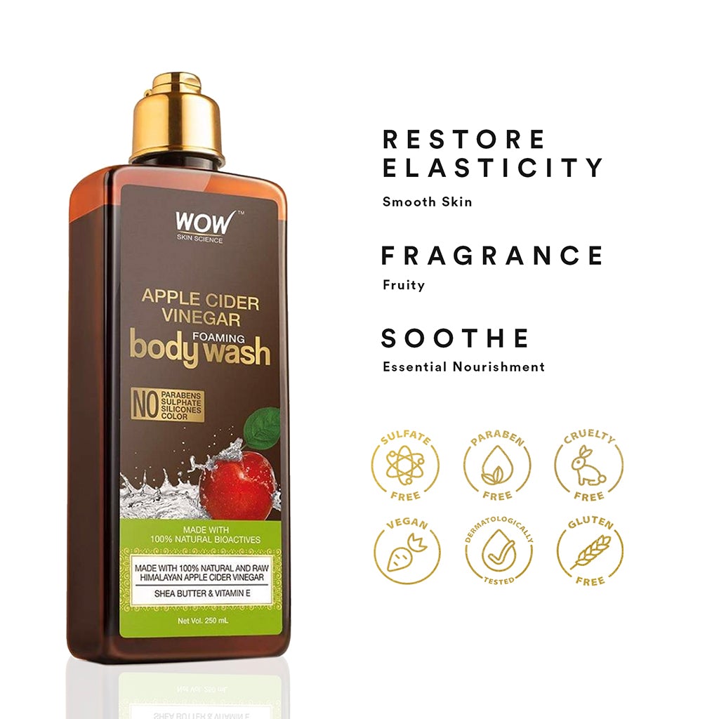 WOW Apple Cider Vinegar Foaming Body Wash - No Parabens, Sulphate, Silicones & Color - 250 ml