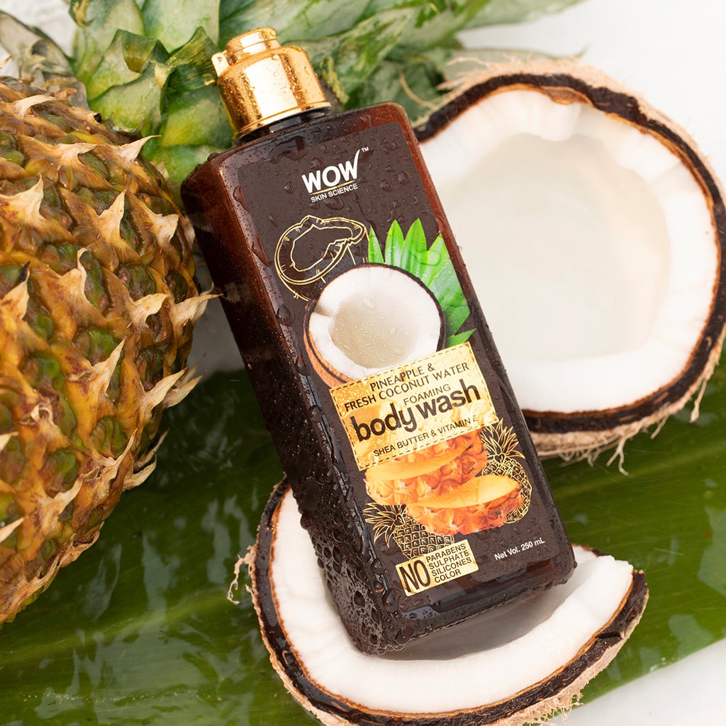 WOW Pineapple & Fresh Coconut Water Foaming Body Wash - No Parabens, Sulphate, Silicones & Color - 250 ml