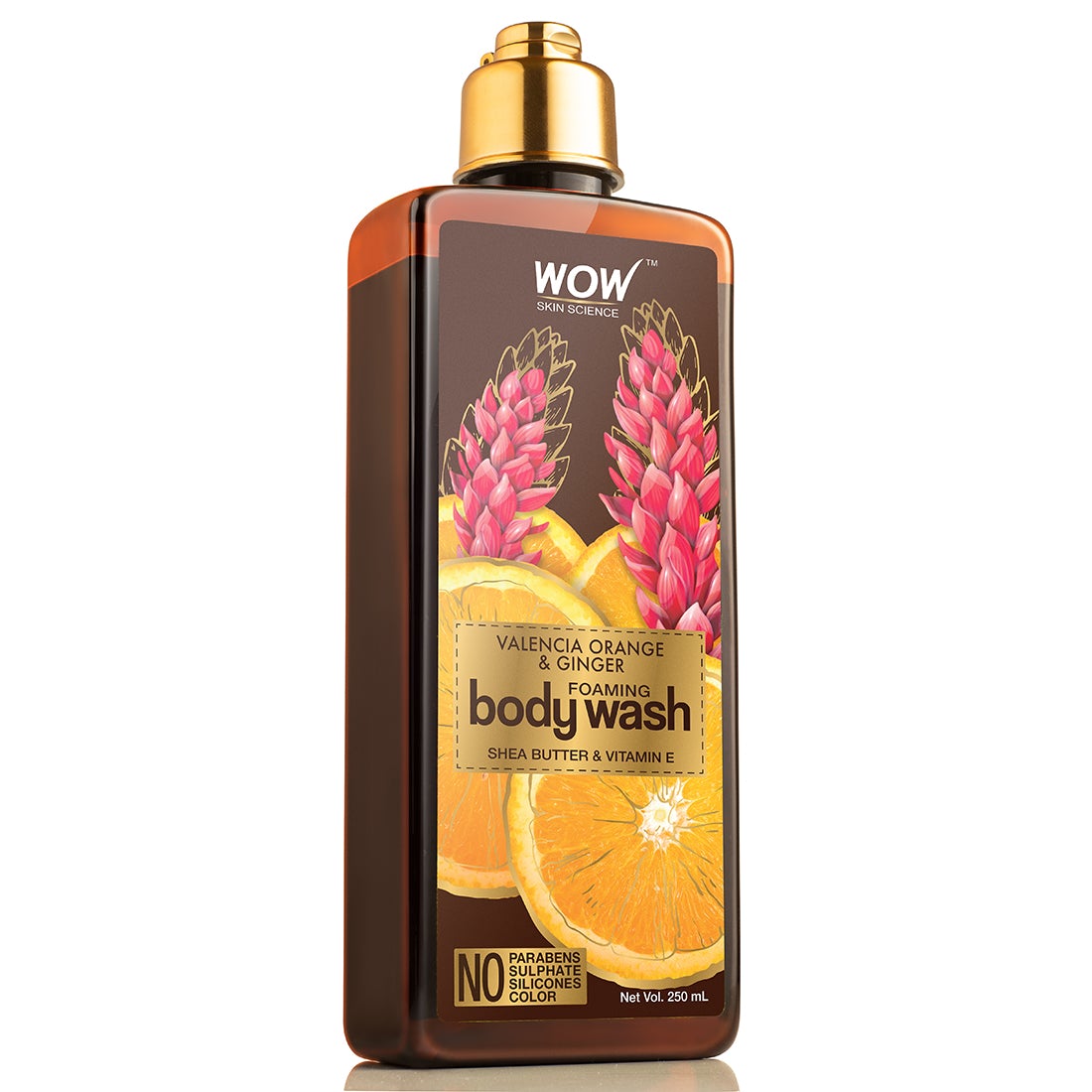 WOW Valencia Orange & Ginger Foaming Body Wash - No Parabens, Sulphate, Silicones & Color - 250 ml