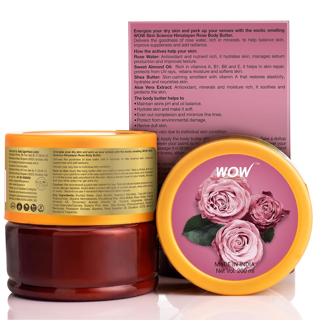 WOW Himalayan Rose Body Butter - No Parabens, Silicones, Mineral Oil & Color - 200 ml