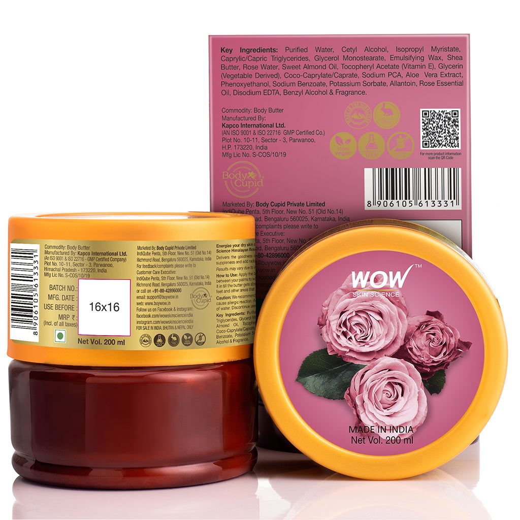 WOW Himalayan Rose Body Butter - No Parabens, Silicones, Mineral Oil & Color - 200 ml