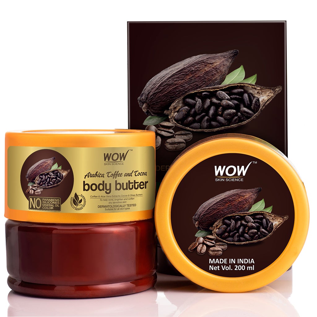 WOW Arabica Coffee and Cocoa Body Butter - No Parabens, Silicones, Mineral Oil & Color - 200 ml