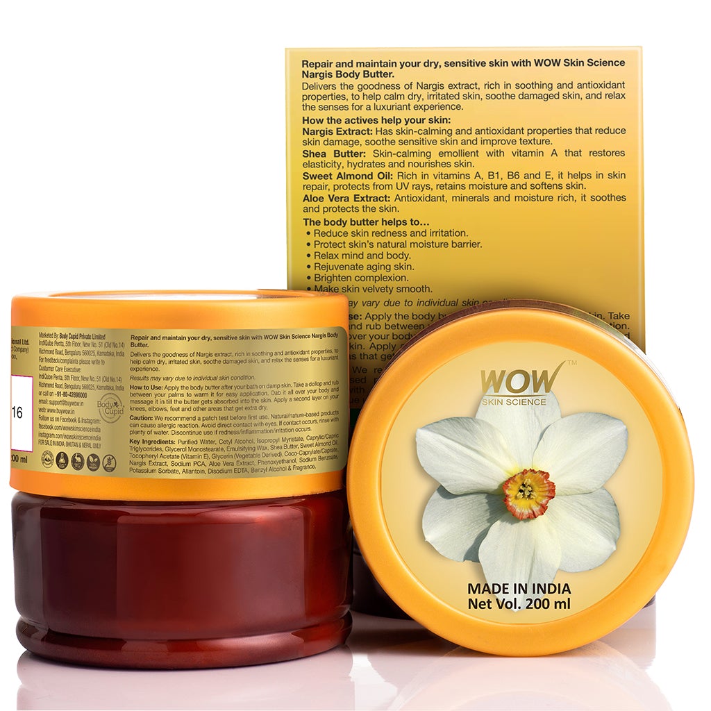 WOW Nargis Body Butter - No Parabens, Silicones, Mineral Oil & Color - 200 ml