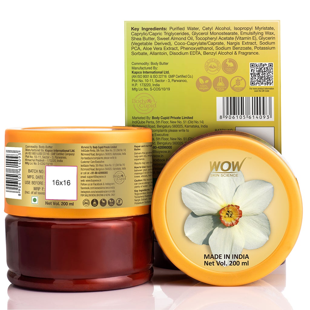 WOW Nargis Body Butter - No Parabens, Silicones, Mineral Oil & Color - 200 ml