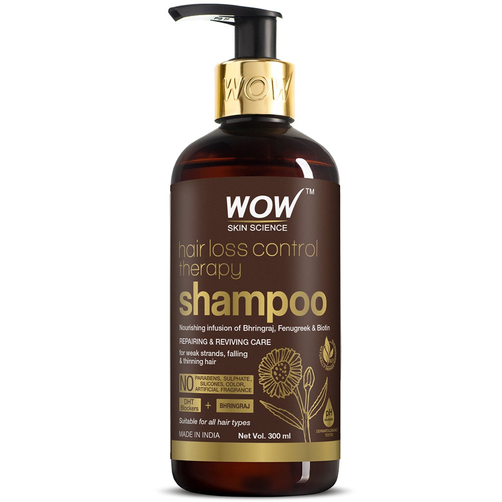 WOW Hair Loss Control Therapy Shampoo - Increase Thick & Healthy Hair Growth - Contains Ayurvedic & Western Herbal Extracts With Natural Dht Blockers - 300 ml