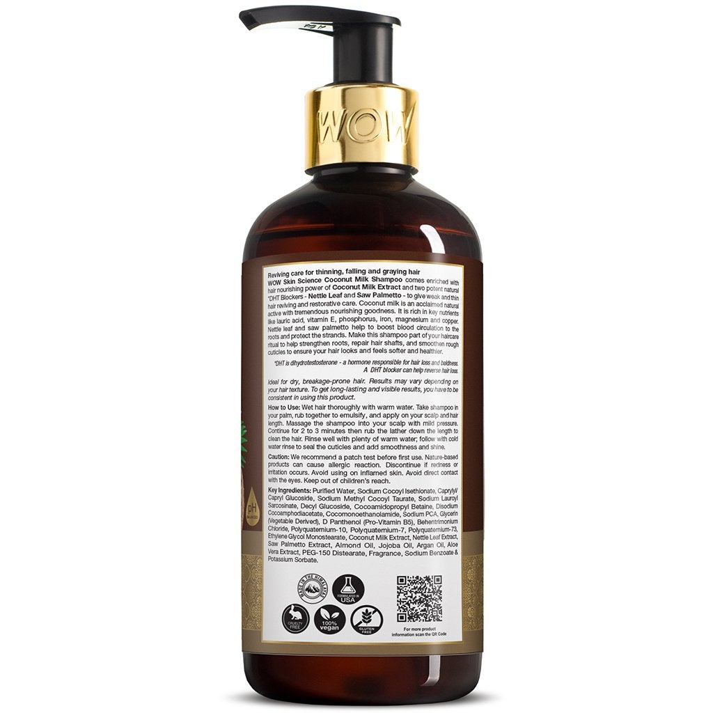 WOW Coconut Milk Shampoo No Parabens, Sulphate, Silicone, Salt & Color