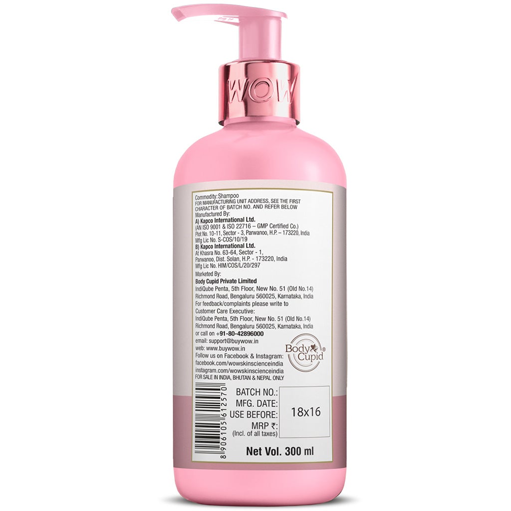 WOW Himalayan Rose Shampoo with Rose Hydrosol, Coconut Oil, Almond Oil & Argan Oil - For Volumnising Hair, Anti Smelly Scalp - No Parabens, Sulphate, Silicones, Color & PEG - 300 ml