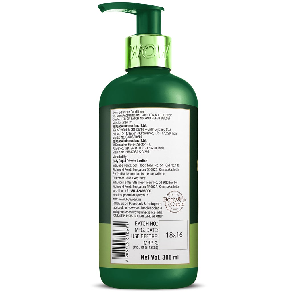 WOW Green Tea & Tea Tree Anti-Dandruff Conditioner - NO Mineral Oil, Parabens, Silicones, Color & PEG - 300 ml