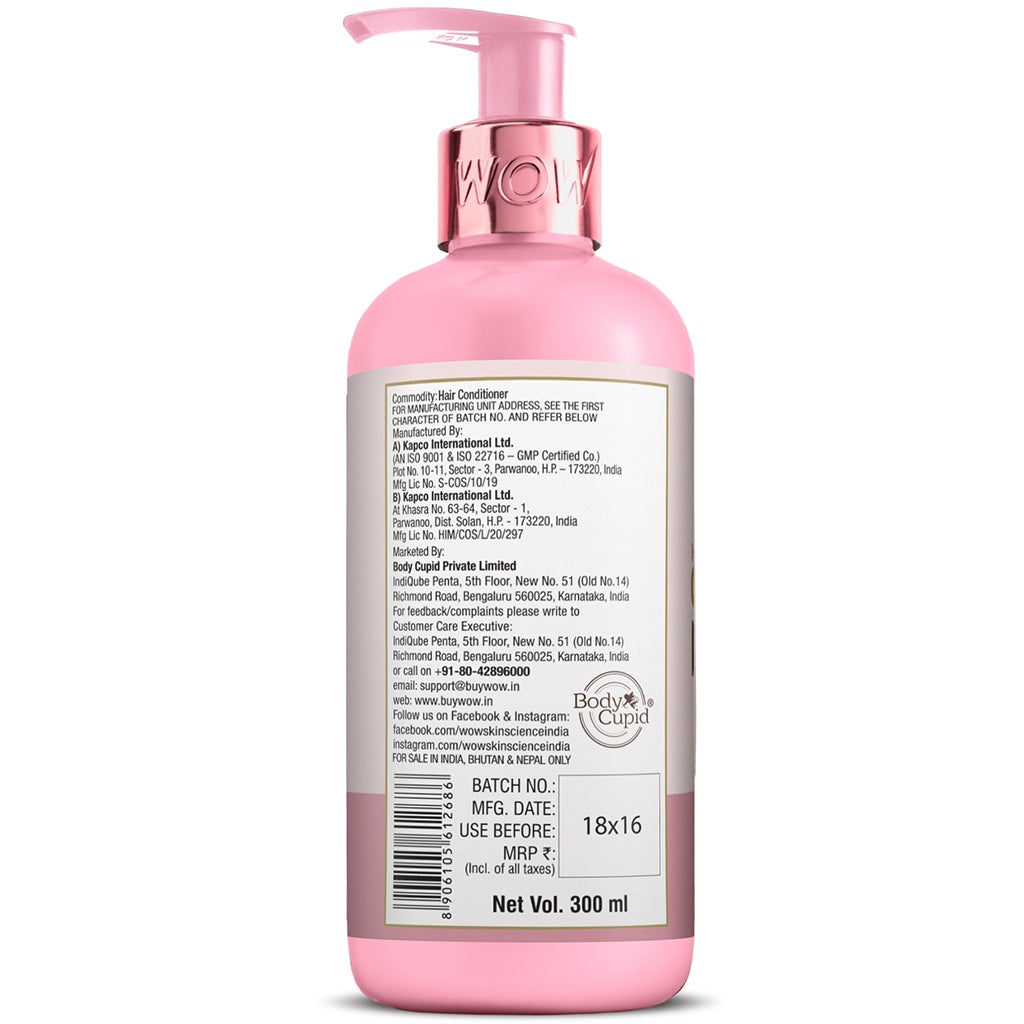 WOW Himalayan Rose Conditioner with Rose Hydrosol, Coconut Oil, Almond Oil & Argan Oil - For Volumnising Hair, Anti Smelly Scalp - No Parabens, Mineral Oil, Silicones, Color & PEG - 300 ml