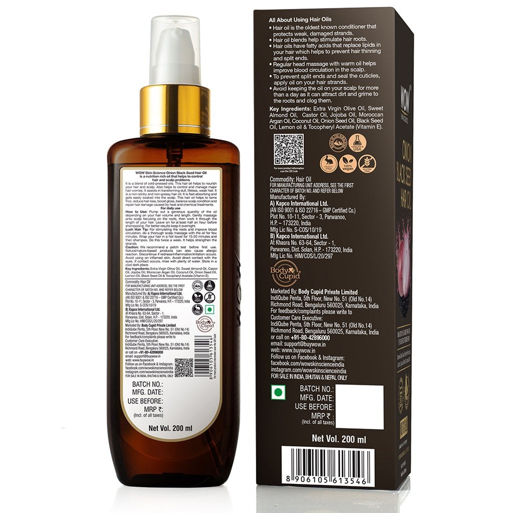WOW Onion Hair Oil With Black Seed Oil Extracts Helps Control Hair Fall