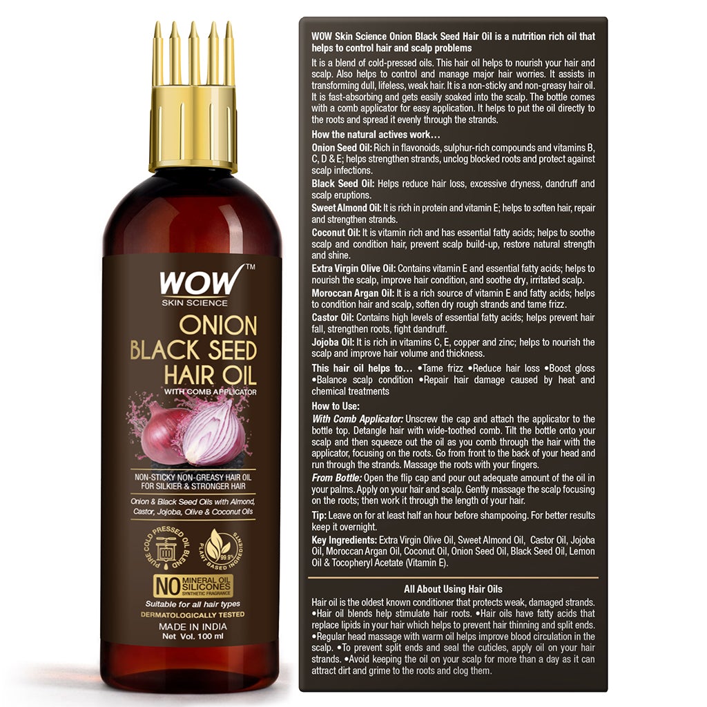 WOW Onion Oil for Hair Fall Control with Comb Applicator