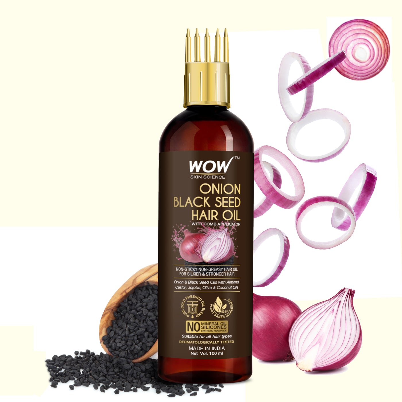 WOW Onion Oil for Hair Fall Control with Comb Applicator