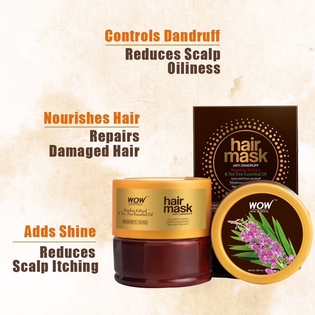 WOW Anti-Dandruff Hair Mask with Rosebay Extract & Tea Tree Essential Oil