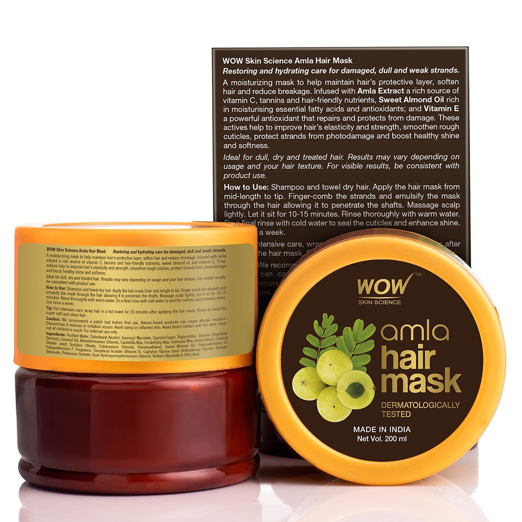 WOW Amla Hair Mask For Weak Hair - No Mineral Oil, Parabens, Silicones, Synthetic Color & PEG - 200 ml
