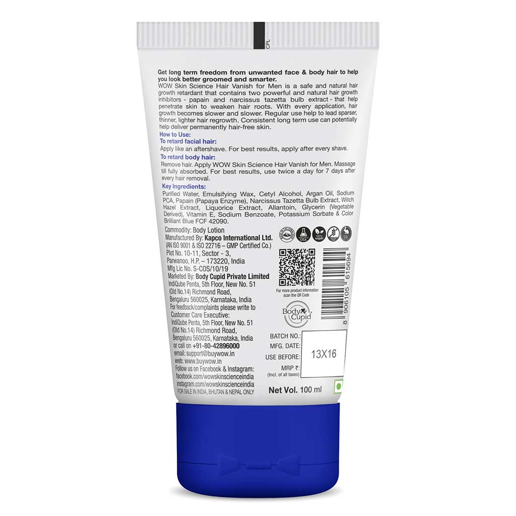 WOW Hair Vanish For Men - No Parabens & Mineral Oil - 100 ml