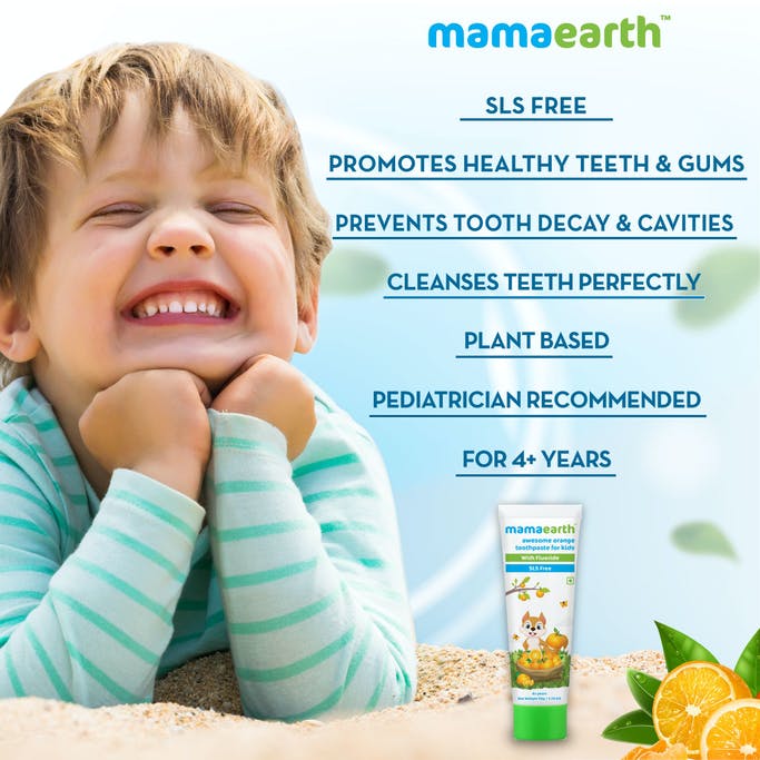 MamaEarth Sulfate Free Awesome Orange Toothpaste For Kids With Fluoride