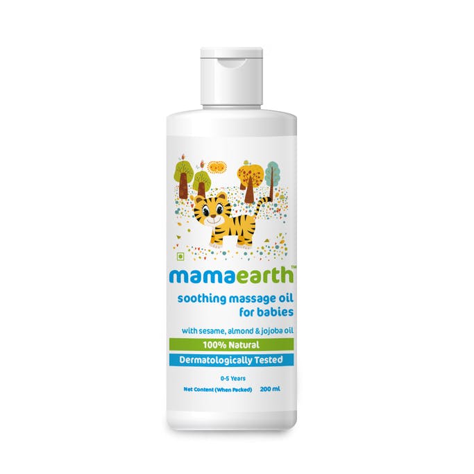 MamaEarth Soothing Massage Oil for Babies with Sesame, Almond and Jojoba Oil - 200ml