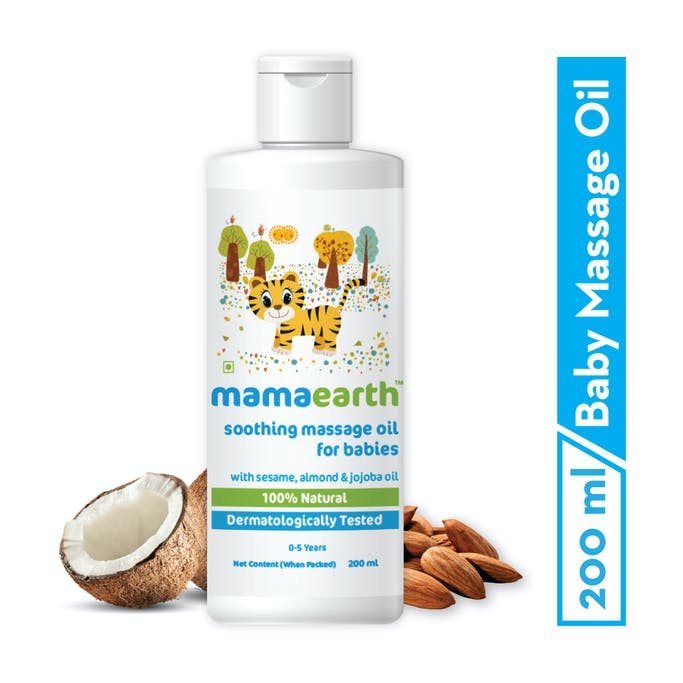 MamaEarth Soothing Massage Oil for Babies with Sesame, Almond and Jojoba Oil - 200ml