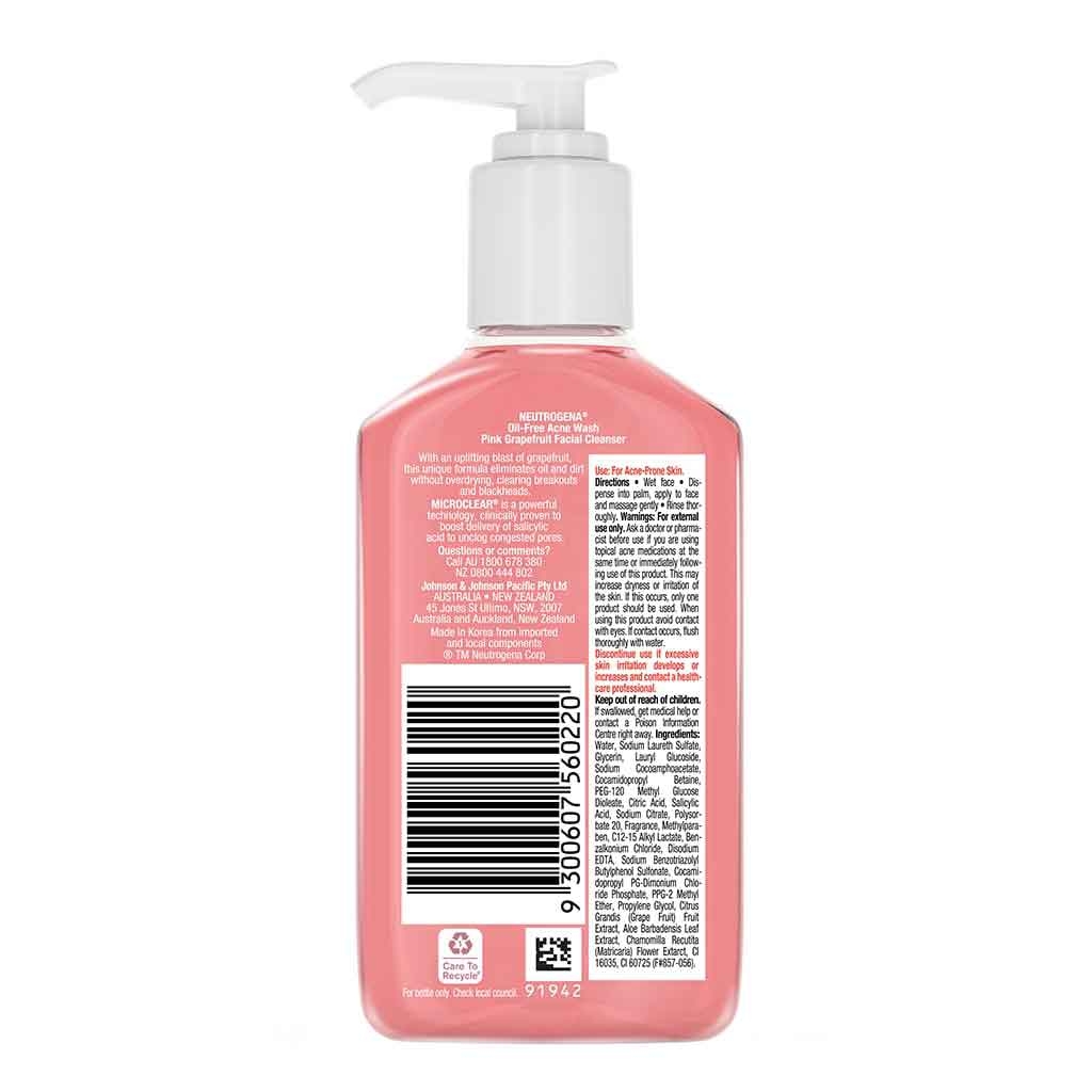 Neutrogena Oil-Free Acne Wash Pink Grapefruit Facial Cleanser 175ml