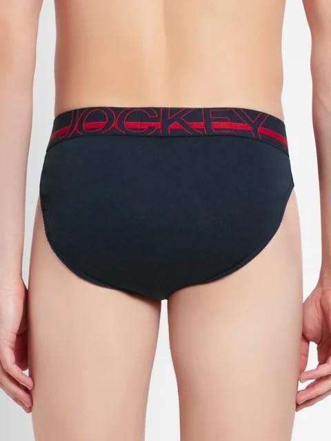 JOCKEY (US 17) High-cut Solid Briefs with Exposed Waistband - Navy