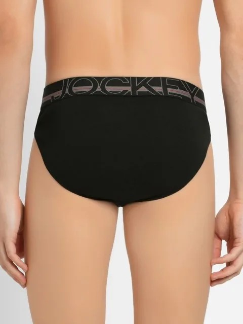 JOCKEY (US 17) High-cut Solid Briefs with Exposed Waistband - Black