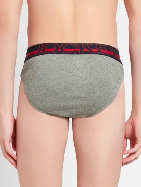 JOCKEY (US 17) High-cut Solid Briefs with Exposed Waistband - Grey Melange
