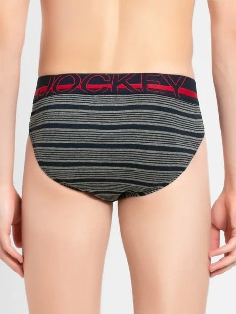 JOCKEY (US 17) High-cut Solid Briefs with Exposed Waistband - Mid Grey Snow Melange