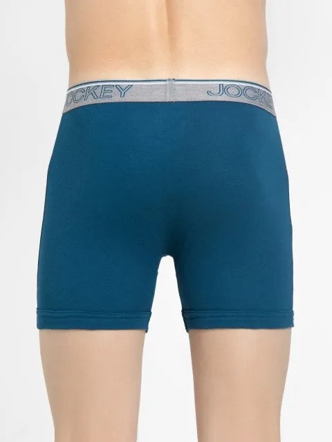 JOCKEY (Modern classic 8009) Boxer Briefs with Front Fly & Exposed Waistband - Seaport Teal