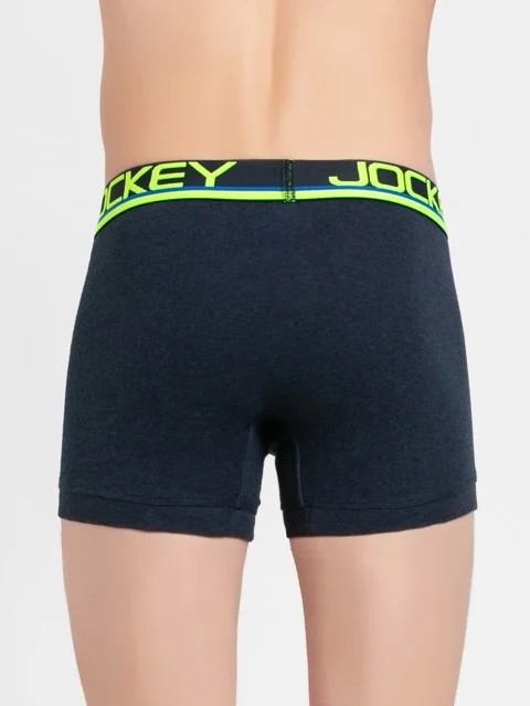 JOCKEY (POP FP03) Trunks with Multicolor Waistband & Double layer Contoured Pouch - Ink Blue Melange