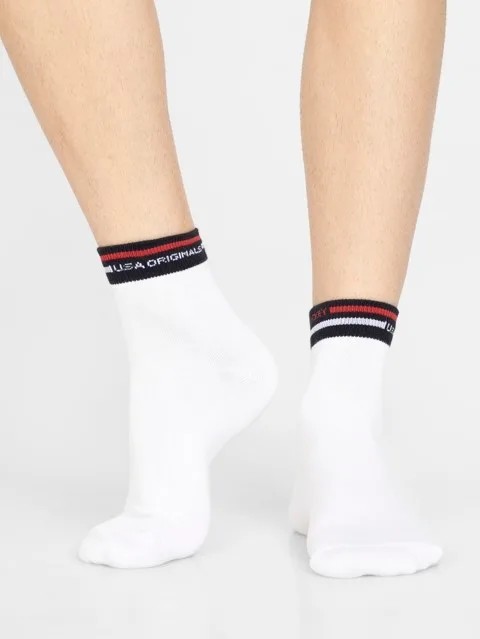 JOCKEY  SOCKS (1 pair) (USA Originals 7002) Solid Ankle Socks for Men - White