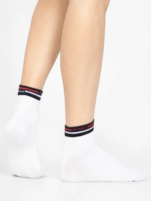 JOCKEY  SOCKS (1 pair) (USA Originals 7002) Solid Ankle Socks for Men - White