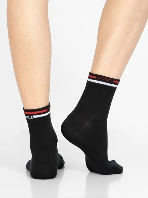 JOCKEY  SOCKS (1 pair) (USA Originals 7002) Solid Ankle Socks for Men - Black