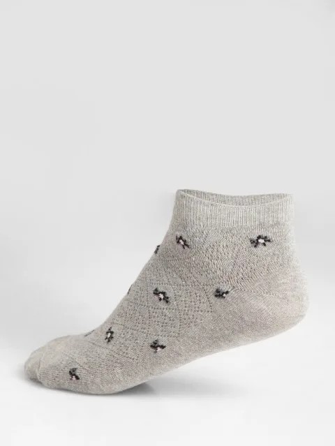 JOCKEY SOCKS (1 PAIR)(24X7 WOMAN 7481) Low Show Socks for Women - Grey Melange
