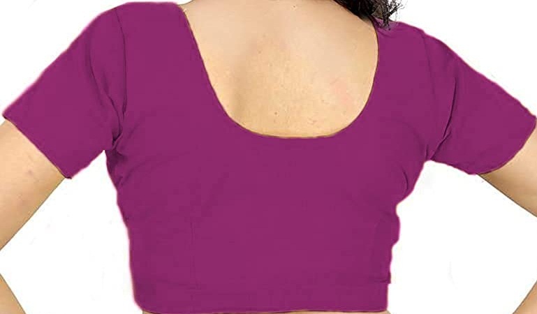 BLOUSE (REGULAR) - Round Neck Pure Cotton Readymade Women Blouse - Cannon Pink