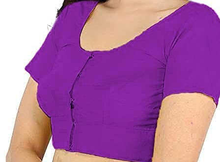 BLOUSE (REGULAR) - Round Neck Pure Cotton Readymade Women Blouse - Dark Purple Colour