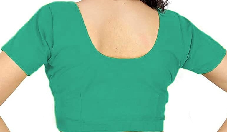 BLOUSE (REGULAR) - Round Neck Pure Cotton Readymade Women Blouse - Light Green Colour