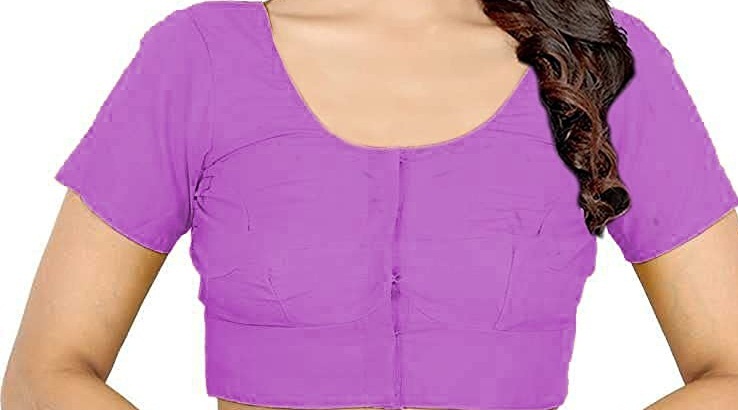 BLOUSE (REGULAR) - Round Neck Pure Cotton Readymade Women Blouse - Light Purple Colour