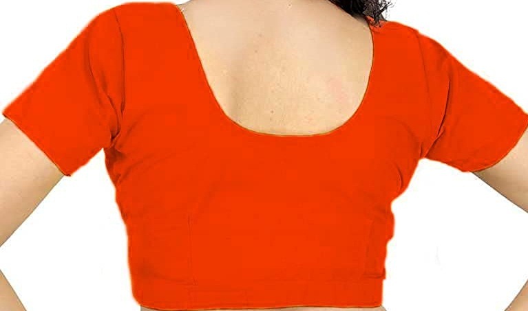 BLOUSE (REGULAR) - Round Neck Pure Cotton Readymade Women Blouse - Red Colour