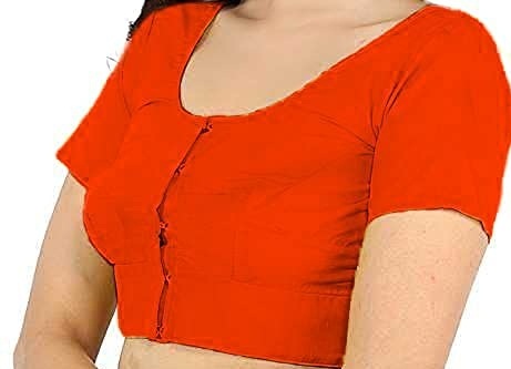 BLOUSE (REGULAR) - Round Neck Pure Cotton Readymade Women Blouse - Red Colour
