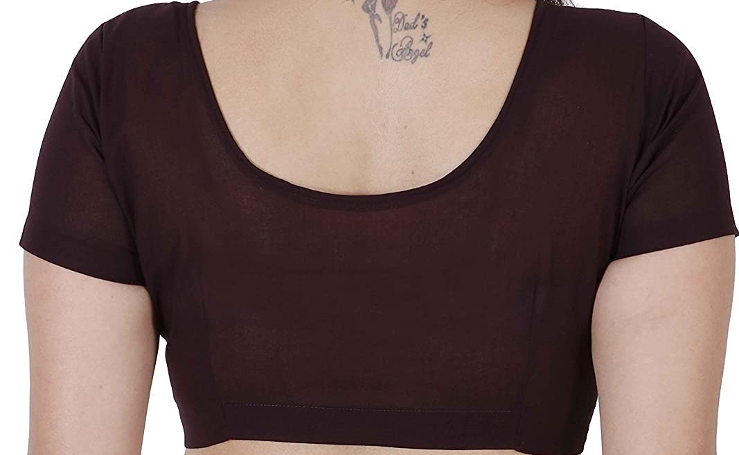 BLOUSE (REGULAR) - Round Neck Pure Cotton Readymade Women Blouse - Brown Colour