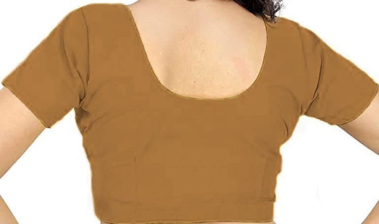 BLOUSE (REGULAR) - Round Neck Pure Cotton Readymade Women Blouse - Mustard Colour