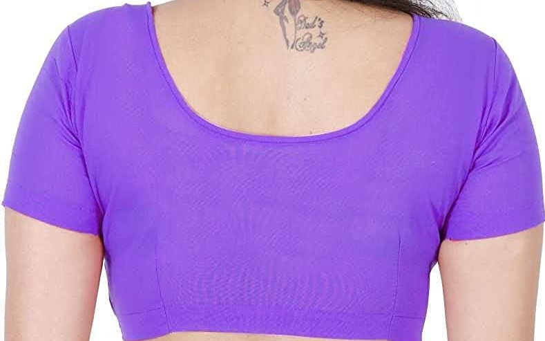 BLOUSE (REGULAR) - Round Neck Pure Cotton Readymade Women Blouse - Lavender Colour