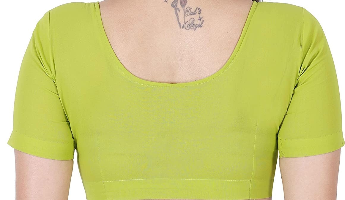 BLOUSE (REGULAR) - Round Neck Pure Cotton Readymade Women Blouse - Parrot Green Colour