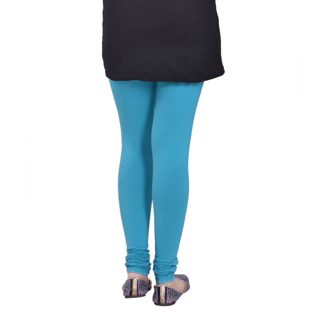 Leggings -  Women's Cotton Churidar  Leggings - AQUA GREEN COLOUR