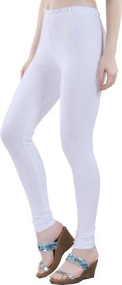Leggings -  Women's Cotton Churidar  Leggings - WHITE COLOUR