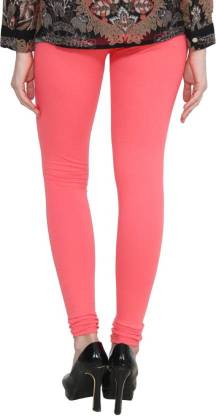 Leggings -  Women's Cotton Churidar  Leggings - CARROT RED COLOUR