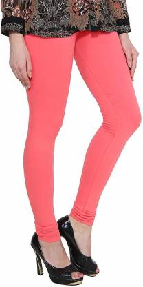 Leggings -  Women's Cotton Churidar  Leggings - CARROT RED COLOUR
