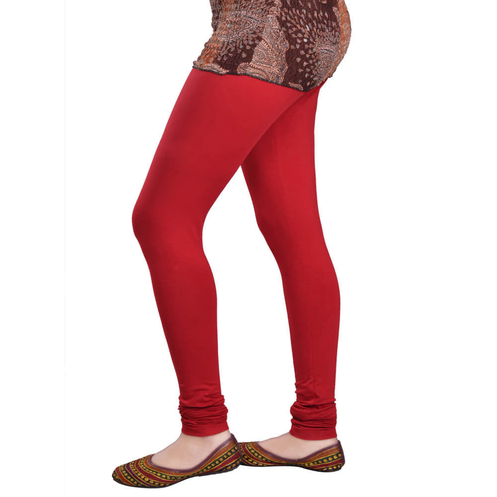 Leggings -  Women's Cotton Churidar  Leggings - CRIMSON COLOUR